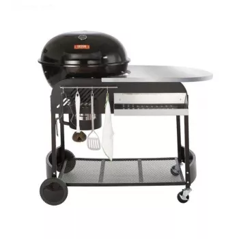 Portable Kettle Charcoal Grill: Side Table + Wheels