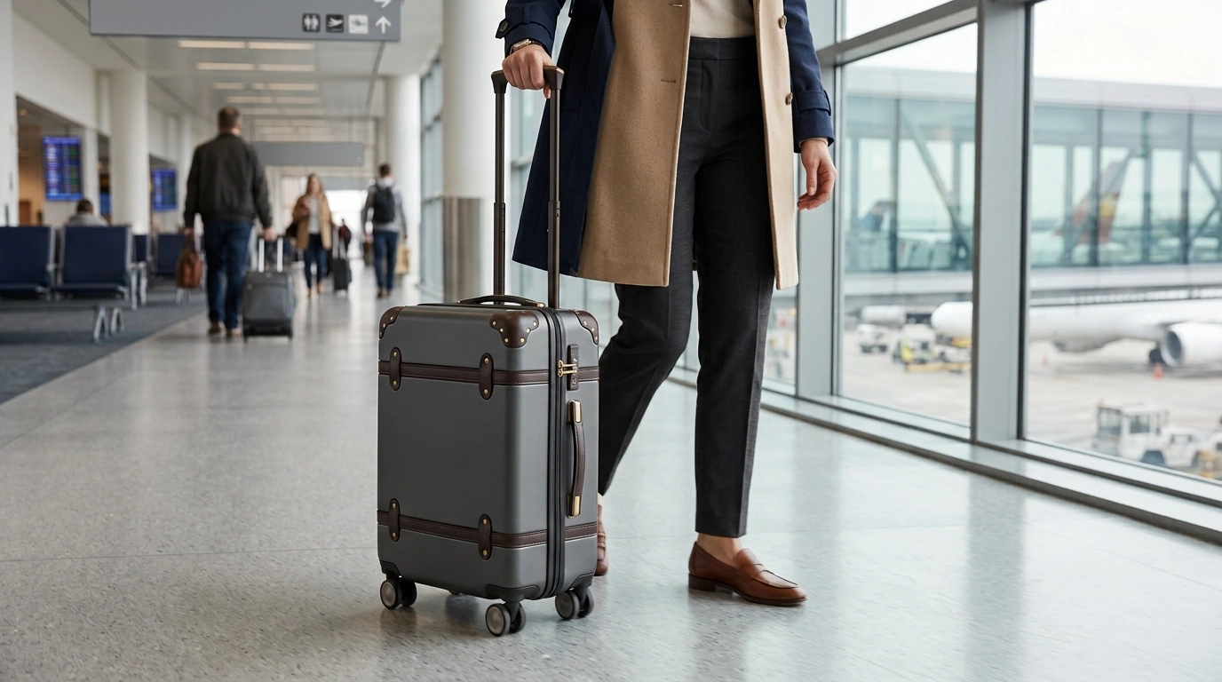 Vintage Gray Carry-On Spinner for Stylish Weekend Travel