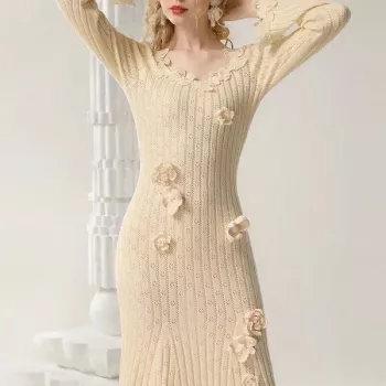 Cozy Romantic Fishtail Sweater Dress: Fall & Winter Style