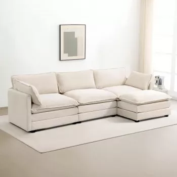Oversized Modular Corduroy Sectional with Movable Ottoman